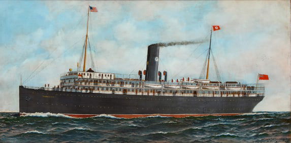 Antonio Jacobsen - SS Evangeline 1913, Signed