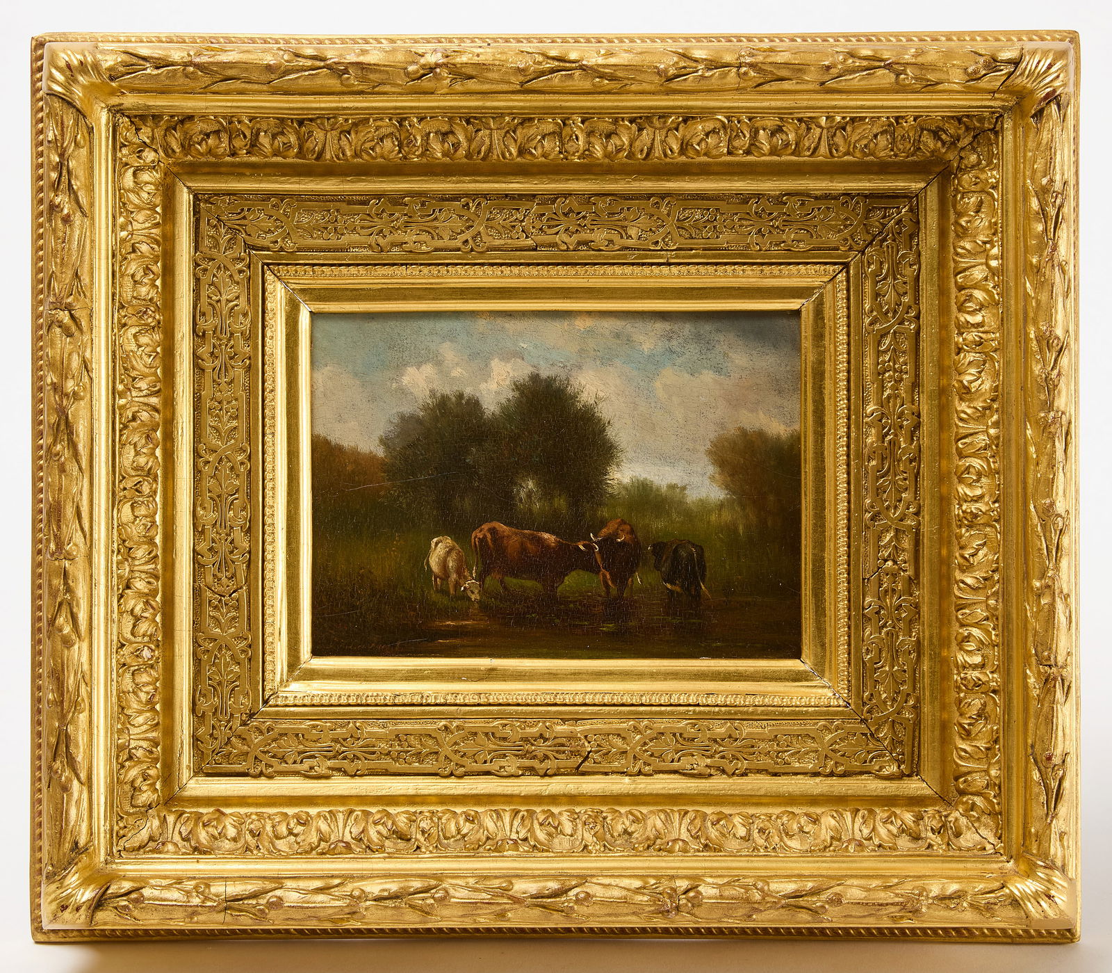J. H. de Haas - Cows at Watering Hole, Signed (1 of 3)