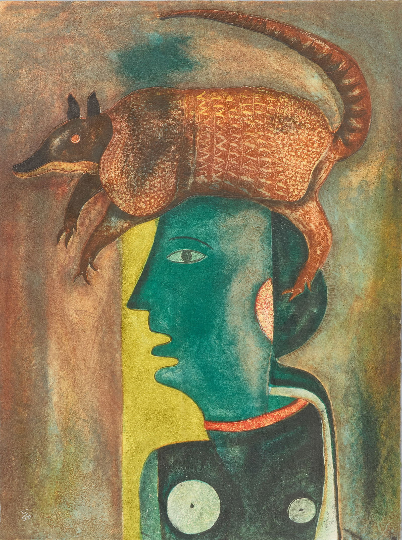 Teodulo Romulo - Mujer con Armadillo, Signed (1 of 5)