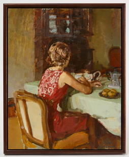 Philip Geiger - Making Certain It Happened, Signed: Title: Philip Geiger (b. 1956), 'Making Certain It Happened'. Oil on panel. Signed win LR corner. American, late 20th/early 21st century. Geiger earned his BFA from Washin