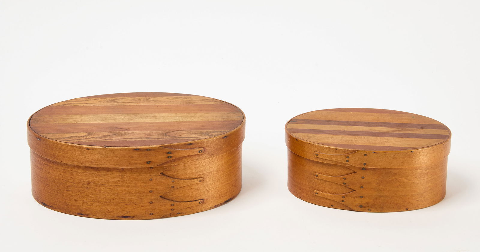 Two Shaker Boxes with Multi-Wood Tops