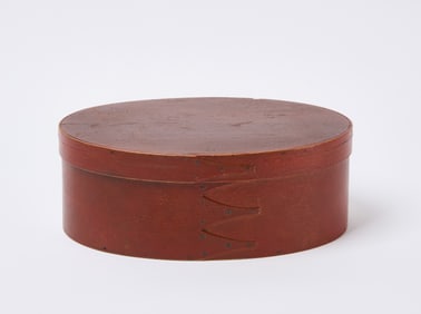 Shaker Oval Pantry Box in Cherry Red Paint