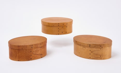 Group of Three Fingered Shaker Oval Boxes
