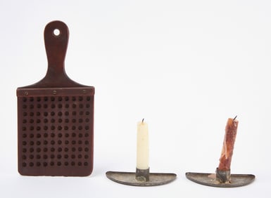 Shaker Pill Counter and Pair of Candle Holders