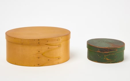 Two Painted Shaker Oval Boxes