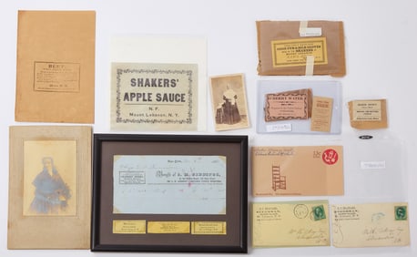 Group of Shaker Ephemera - Photos, Labels, and Letterhead