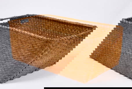Large Gathering Basket: Large gathering basket. Shaker attribution, circa 1890. H 19-3/4 in. W 48 in. D 28-1/2 in. Condition: Minor surface wear commensurate with age. Link to high-res images: https://www.dropbox.com/scl/fo/