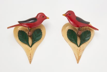 Two Hand-Carved Birds