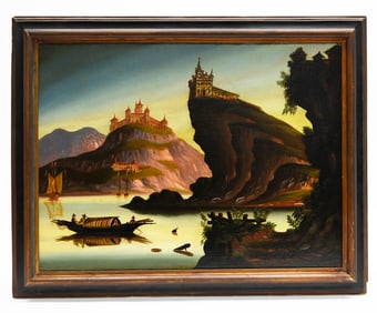 Thomas Chambers - Hudson River Scene With Mountains and Castles