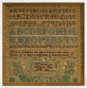 Needlework Sampler - Martha Dole, 1826