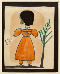 Puffy Sleeve Artist - Profile Silhouette of a Girl near Sapling