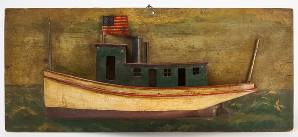 Painted Tugboat Half-Hull Diorama