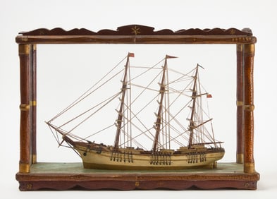 Cased Model of a Three-Masted Ship