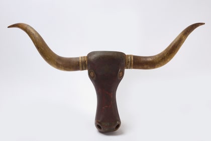 Carved and Painted Steer Head