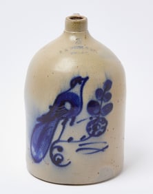 Stoneware Jug with Paddletail Bird