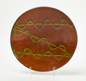 Norwalk Slip-Decorated Two-Color Redware Charger