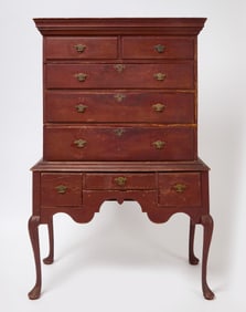 Queen Anne Highboy in Red Paint