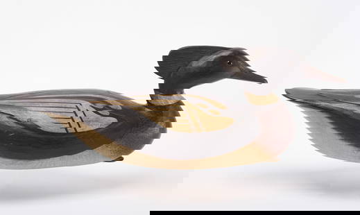 Mark McNair Merganser Decoy: Mark S. McNair merganser decoy, signed and&nbsp;dated. American,&nbsp;1987.&nbsp; H 6-1/2 in.&nbsp;W 17-3/4 in.&nbsp; Condition: Fine orinal condition. Link for high-res images:&nbsp;https://www.dropb