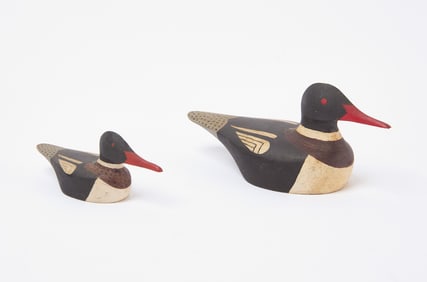 Two Willie Ross Miniature Merganser Carvings