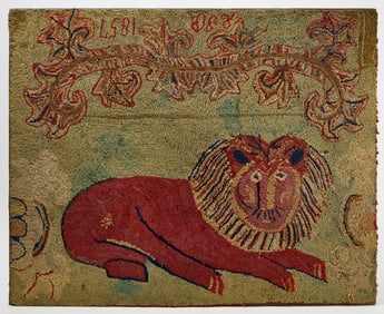 Hooked Rug  With Lion