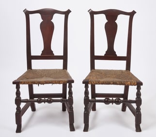 Pair of Spanish Foot Transitional Side Chairs