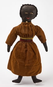 Afro-American Rag Doll in Velvet Trim Dress