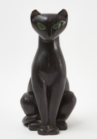 Folk Carved Black Cat