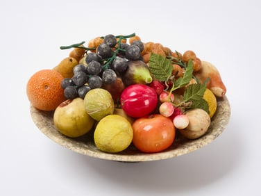 Group of Stone Fruit in Marble Compote