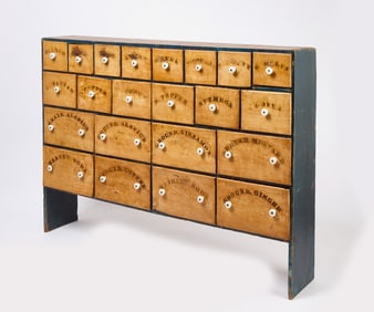 22-Drawer Painted Apothecary  Cupboard