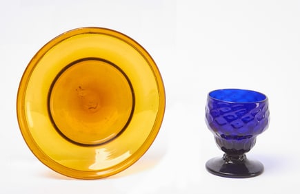 Quilted Footed Salt and Amber Milk Bowl