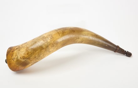 Folk Art Carved Powder Horn
