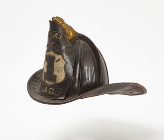 Leather Fire Helmet with Badge, 1878