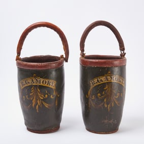 R. G. Amory - Pair of Paint-Decorated Fire Buckets
