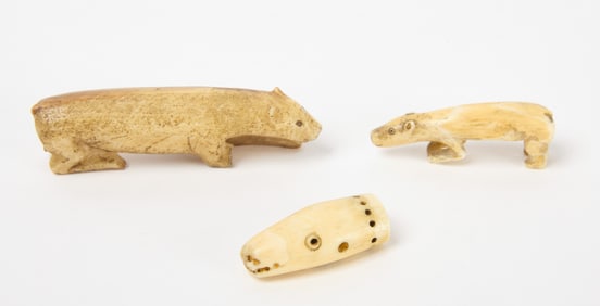 Carved Inuit Bone Bear Figures