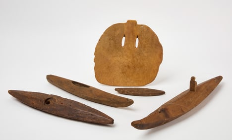 Eskimo Whalebone Shovel and Canoe Models