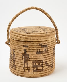 Papago Covered Basket with Figures