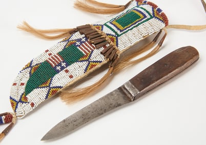 Native American Pictorial Beadwork Knife Sheath
