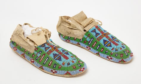 Pair of Native American Beadwork Moccasins