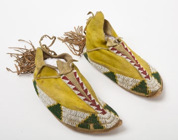Pair of Native American Beaded Moccasins