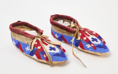 Pair of Cheyenne Beadwork Moccasins