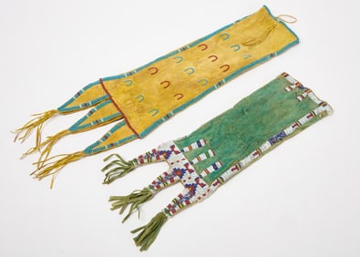 Two Native American Beaded Pipe Bags