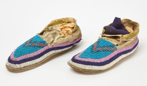 Pair of Native American Beadwork Moccasins