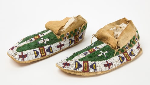 Pair of Native American Beadwork Moccasins