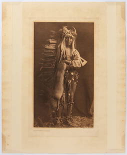 Edward Curtis Photogravure - Iron Breast-Piegan: Edward Curtis (1869-1952) photogravure - Iron Breast-Piegan. Inscribed Upper left plate 206. From Copyright Photograph 1900 by E.S. Curtisinscribed lower right: Photogravure John Andrew &am