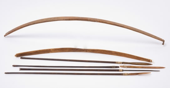 Two Native Bows With Four Arrows