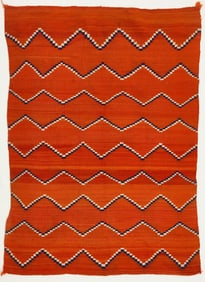 Fine Navajo Blanket with Red and Indigo Dyes