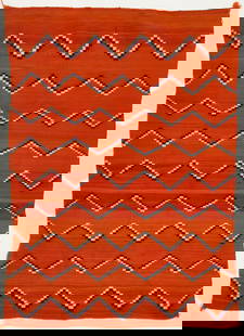 Fine Navajo Blanket with Red and Indigo Dyes: Navajo blanket. Red, indigo, and white. Southwestern US, circa 1880. H 52 in.&nbsp;W&nbsp;72 in.&nbsp; Condition: Excellent condition. Link to high-res images:&nbsp;https://www.dropbox.com/scl/fo/jtfi