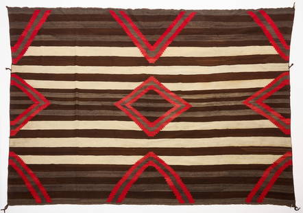 Navajo Third Phase Chief's Blanket: Navajo third phase chief&#39;s blanket. Southwestern U.S., circa 1890-1900. L 61 in. W 88 in.&nbsp; Condition: No damage noted. Link to high-res images: https://www.dropbox.com/scl/fo/wr6du9rwmow1is17