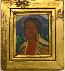 Ila McAfee - Miniature Portrait of a Taos Indian Man