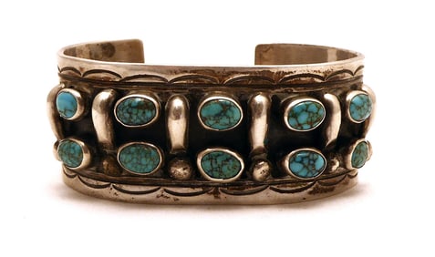 Navajo Silver and Turquoise Cuff Bracelet